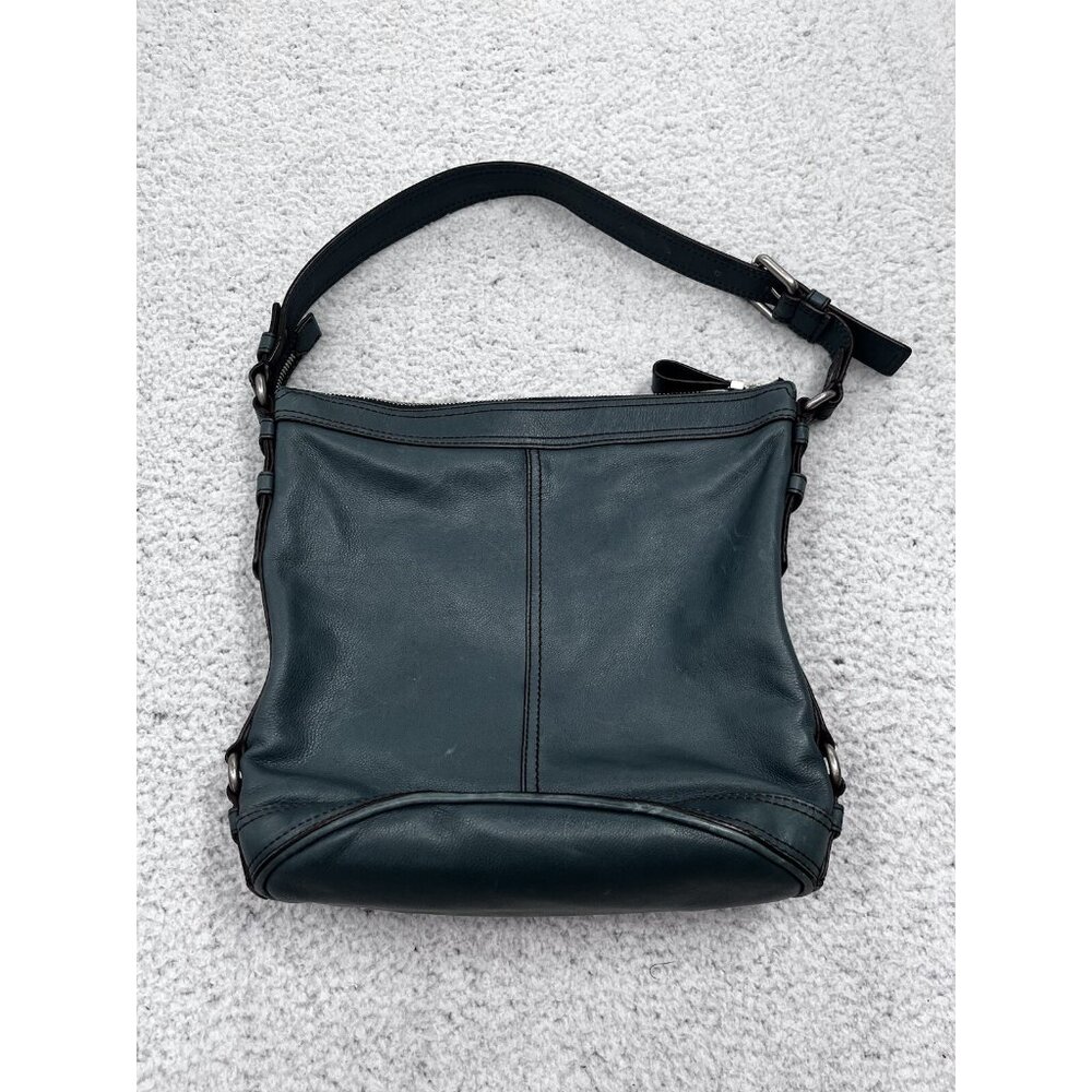 Women's Fossil Teal Leather Slouchy Hobo Shoulder Bag Silver Tone Hardware - Picture 11 of 14